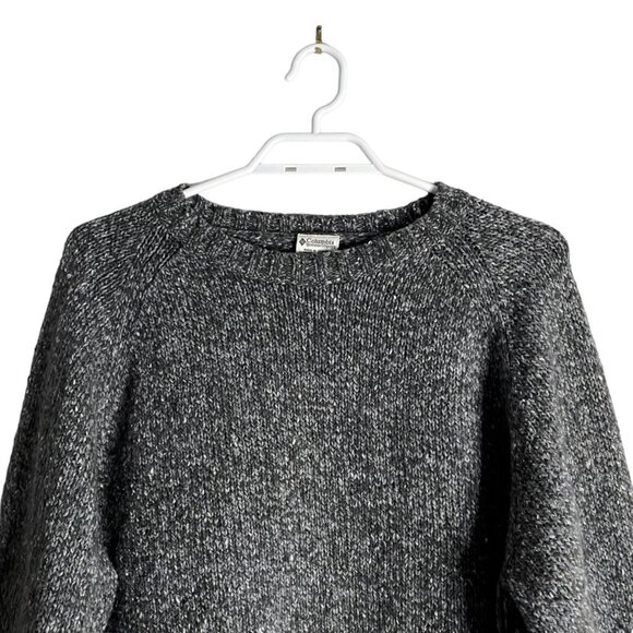 Columbia Men's Black Marled Crewneck Wool Blend Knit Sweater - Picture 2 of 7